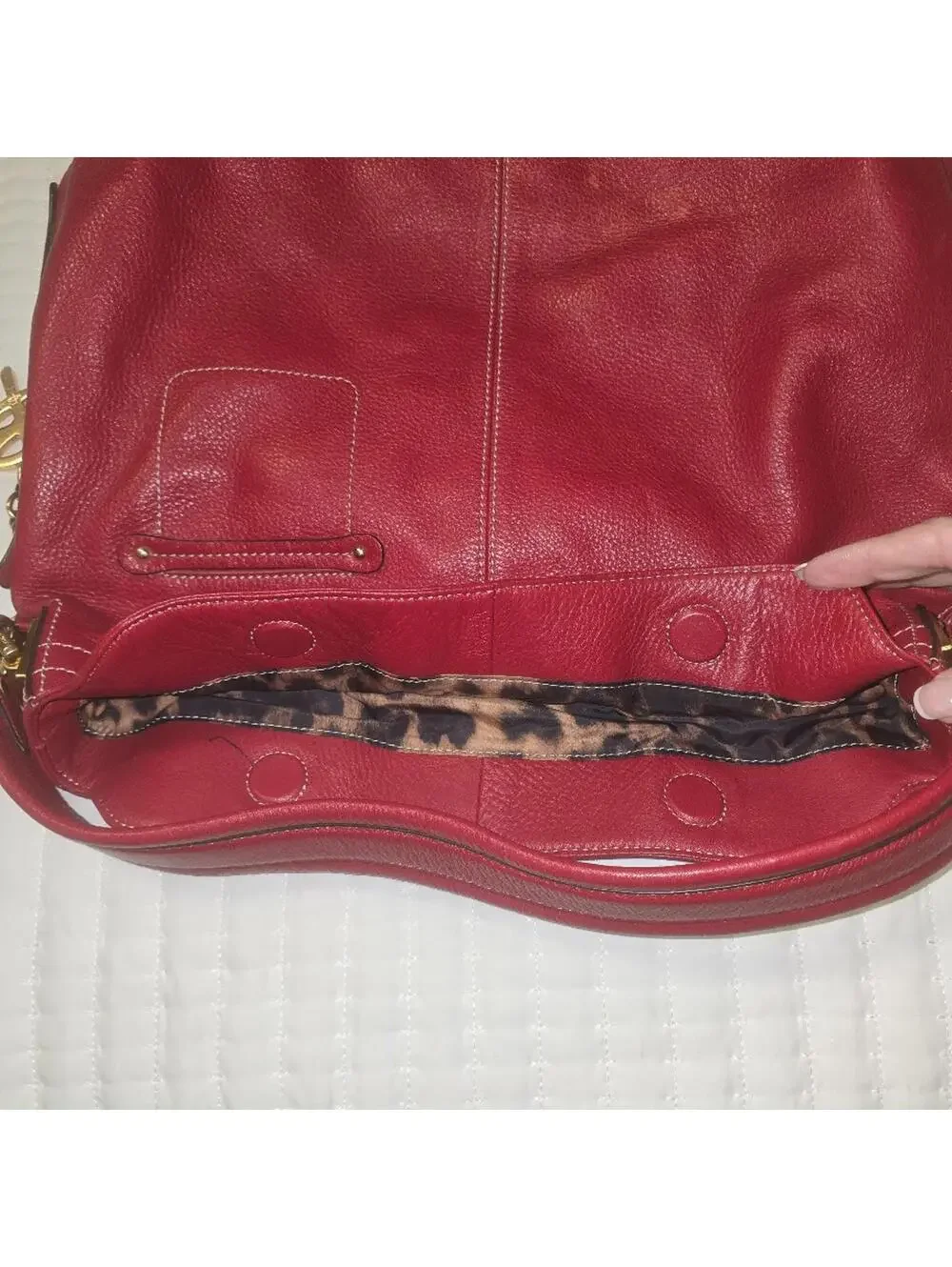 B Makowsky Cranberry Red Soft Pebbled Leather Hobo